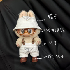 第一世代、第二世代、第三世代のラブブベビー服に適したペンダント 17cm 個、ストライプのオーバーオール、ハンサムな着替え服