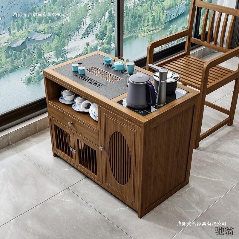 Mobile Tea Table, Small Tea Table, Household Tea Cabinet, Small Coffee Table, Balcony Kung Fu Tea Set, Kettle, Integrated Side Cabinet