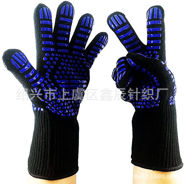 Fabricante 800 grados aramida guantes resistentes a altas temperaturas ignífugo horno de microondas aislamiento térmico horno para hornear guantes de barbacoa-