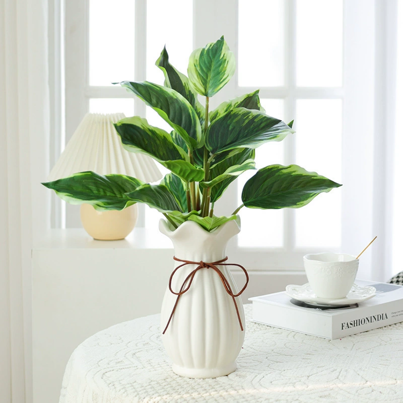 Искусственное зеленое растение зеленый редис Wannianqing маленький горшок Настенный цветочный горшок зеленый лист редиса Wannianqing perilla Ландшафтные декоративные листья