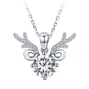 Pt950 Platinum Plated with You All the Way Necklace Inlaid with Eight Hearts and Eight Arrows Zircon Antlers Women's Pendant Supply Wholesale