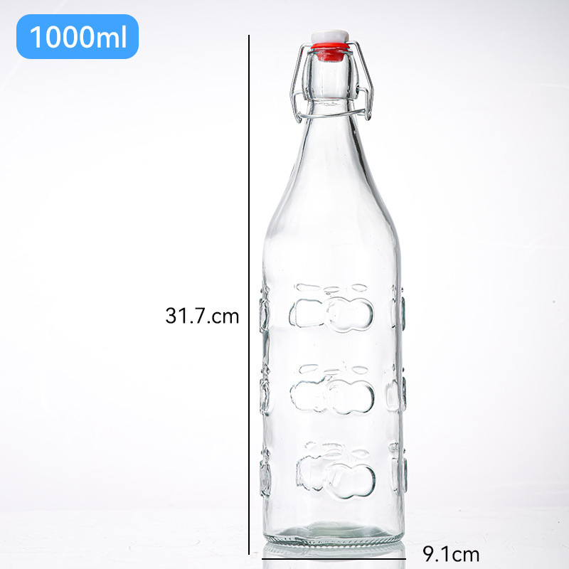 Botella de vino de cierre de vidrio transparente botella de cerveza de enzima botella de vino de hielo botella vacía de vidrio sellado botella de cerveza