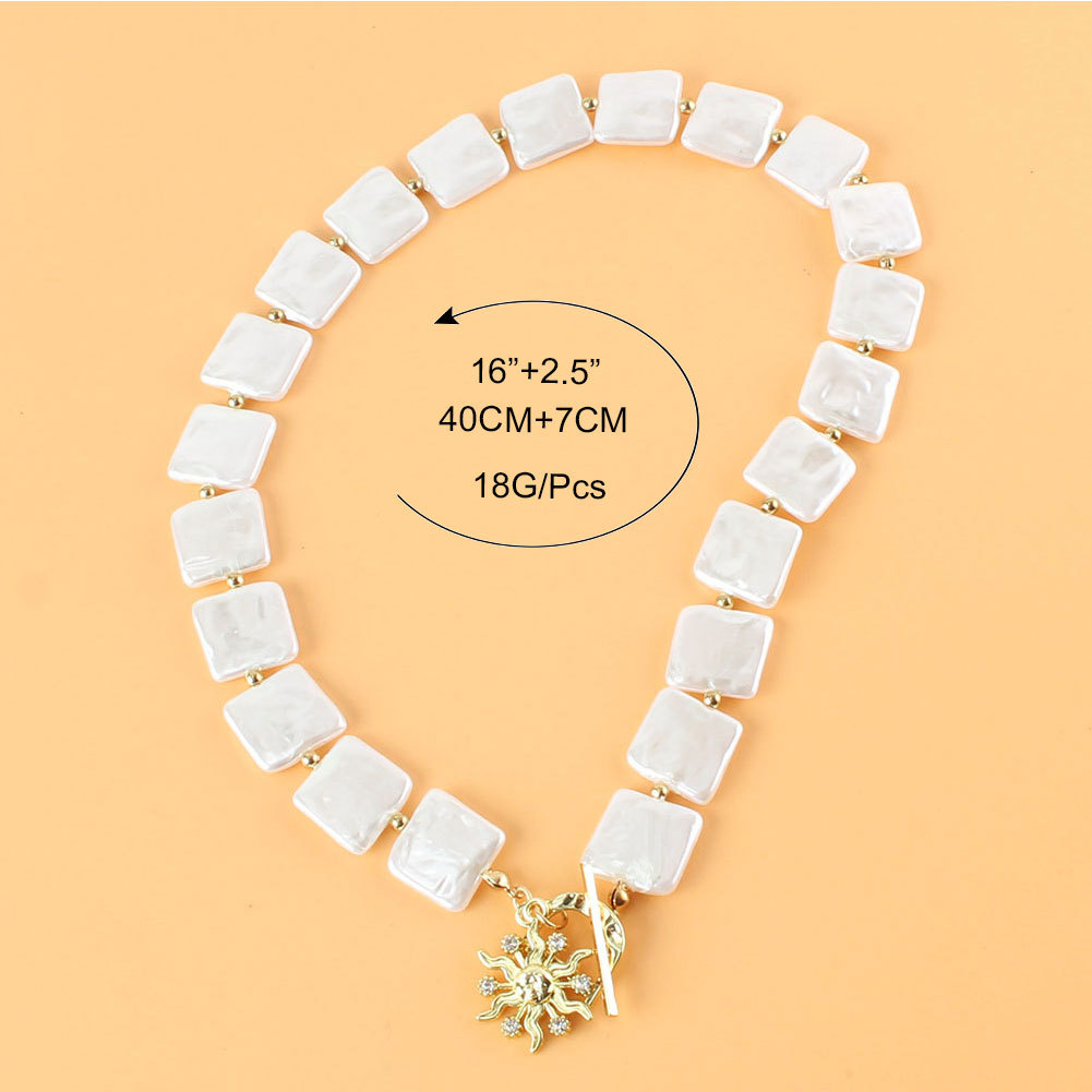 Vente En Gros Bijoux Pendentif Tournesol Collier De Perles Plates Nihaojewelry display picture 1