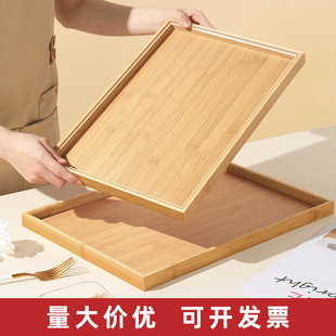 Cross-Border Bamboo and Wood Tray Tea Tray Japanese-Style Household Water Cup Tray Rectangular Wooden Tray Hotel Restaurant Tea Set Tray Wholesale