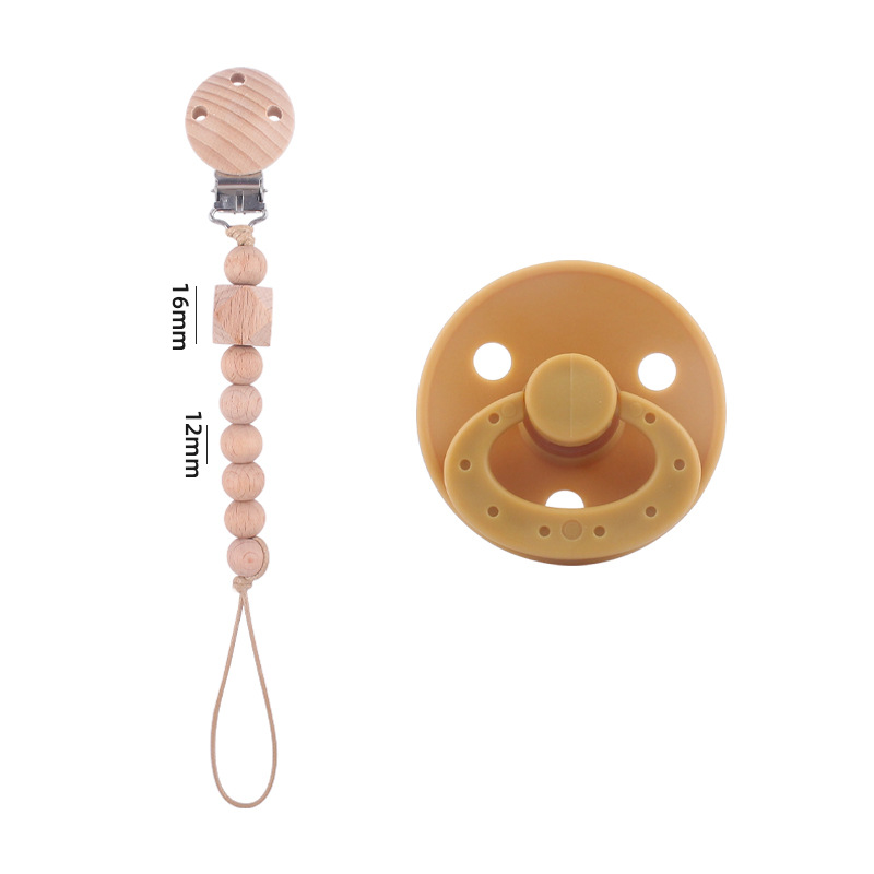 Nuevos suministros para bebés Beech chupete cadena calmante bebé redondo de silicona chupete mordedura molar traje de dos piezas
