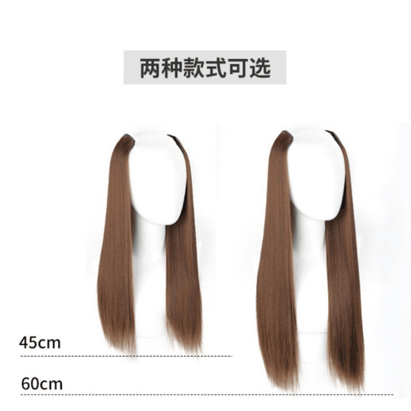 Peluca de las mujeres de una sola pieza de pelo largo y rizado en forma de U mejorada en forma de V invisible sin costuras larga Peluca de pelo recto pieza de ventas directas de fábrica