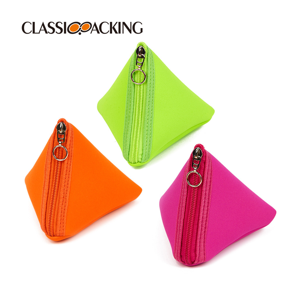 Bolsa de triángulo de color macaron personalizada bolsa de lápiz labial multifuncional bolsa de almacenamiento de joyería de moda bolsa de uñas logotipo imprimible