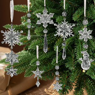 Acrylic Snowflake Pendant Christmas Decorations Christmas Tree Pendant Transparent Three-Dimensional Snowflake Pendant Pendant