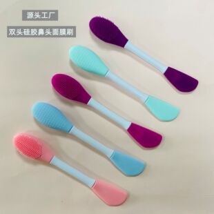Cross-border foreign trade double-headed silicone facial mask brush dual-purpose silicone facial mask brush facial cleansing mud film adjustment stick beauty makeup tool