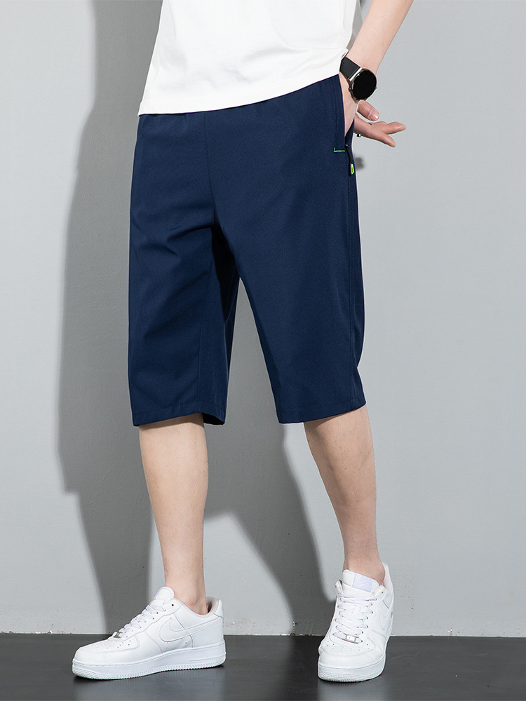 Pantalones Cortos de Tres Cuartos para Hombre 七分 Poliéster y Elastano Transpirable, Delgado