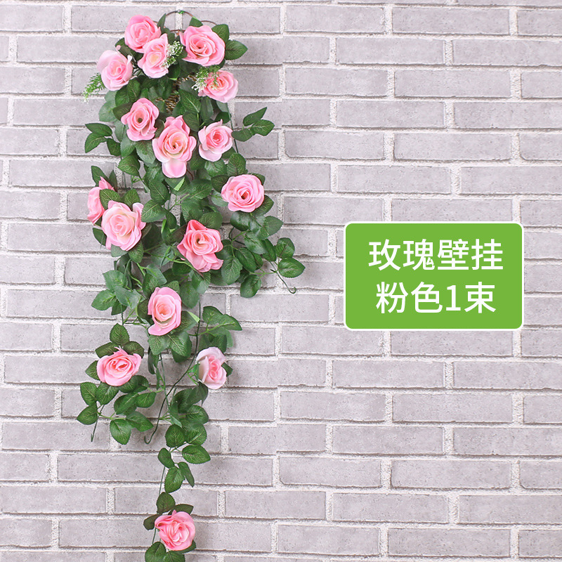 Simulación de rosa de pared colgante de flores falsas sala de estar interior techo de planta de pared de hierro forjado decoración de tubería de flores falsas rosa de pared