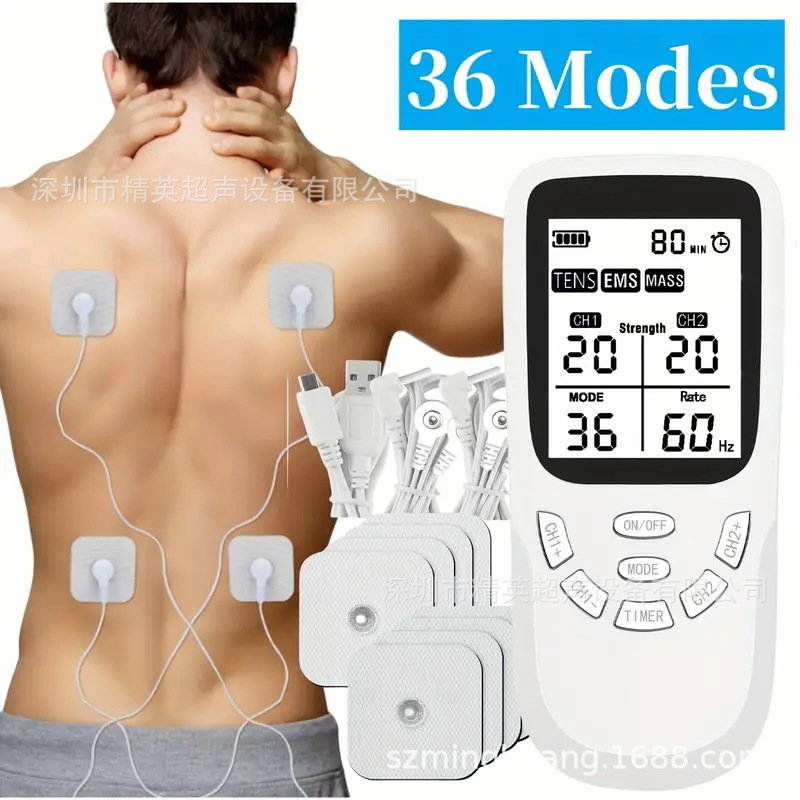 Salida del masajeador de pulso Tens estimulador muscular de fisioterapia cervical, hombro y cuello de doble salida en inglés image 1