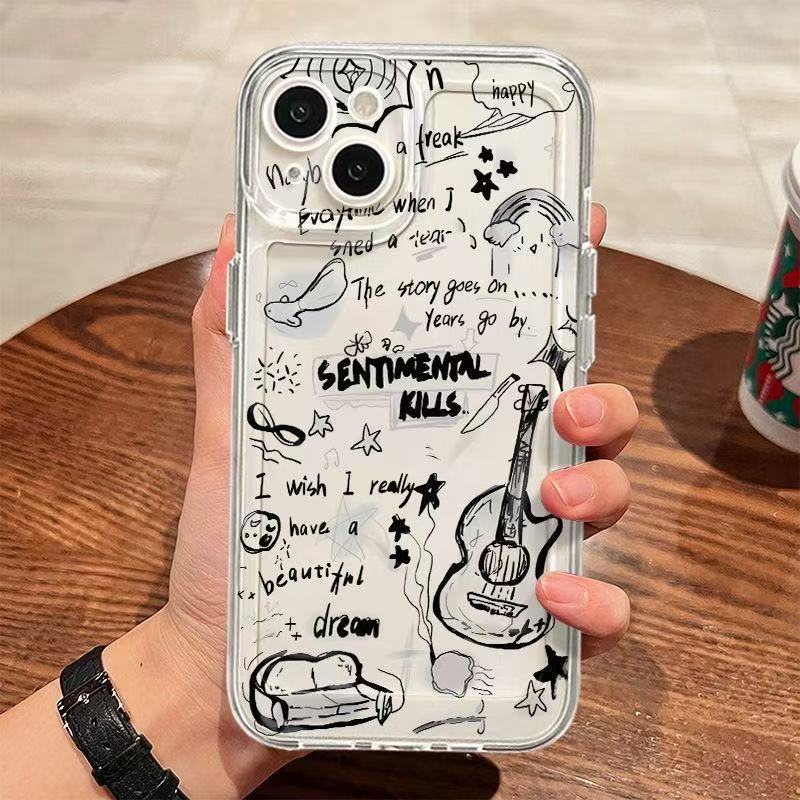 Guitarra inglesa europea y americana para iphone16promax funda para teléfono móvil personalidad Apple 15 anti-caída 14pro1 3/12