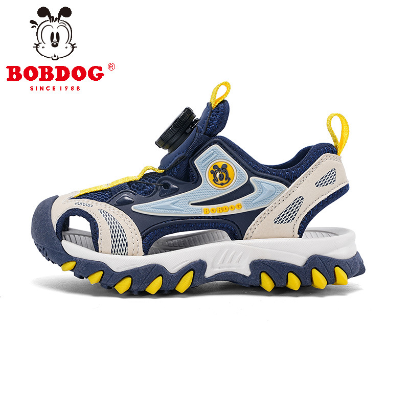 Babudou zapatos de playa para niñas verano nuevo estilo niño mediano y grande botón sandalias Baotou sandalias deportivas para niños