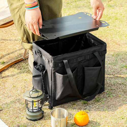 Outdoor tool storage box, lid, light stand, gas can, desktop large capacity picnic tableware bag, table board