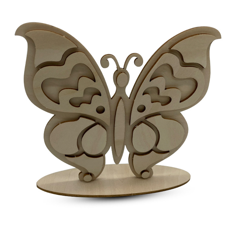 Nueva decoración de Halloween creativa transfronteriza apoyos decoración tridimensional mariposa DIY mariposa de madera pintada a mano