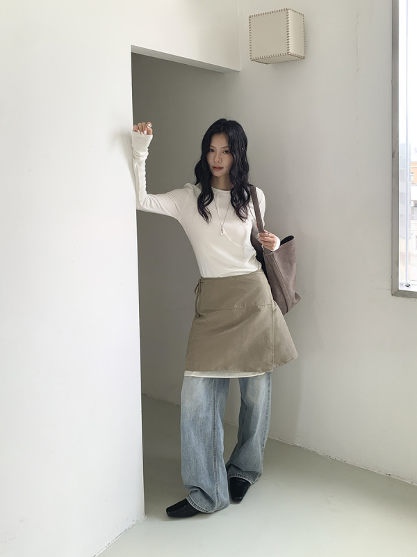 广州十三行2025秋韩风小众设计叠搭层次感一片式屁帘半身裙03102|undefined