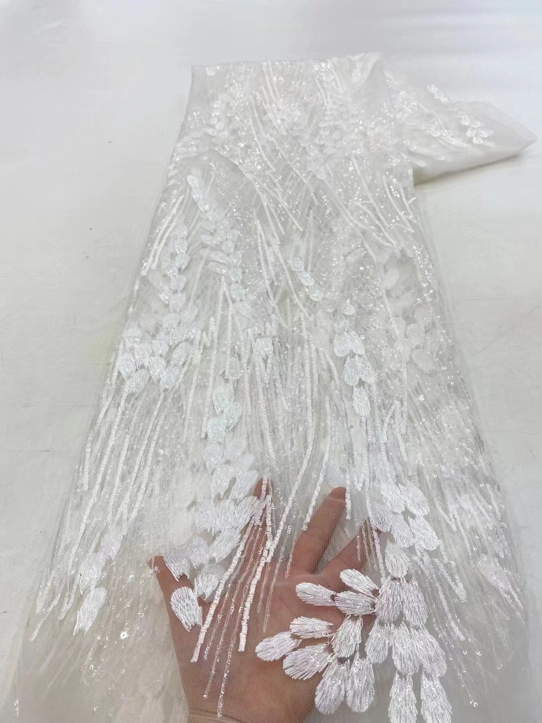 Nueva gama alta de encaje bordado de lentejuelas de encaje de malla de tela cheongsam vestido de ropa de tela JX3003 image 7