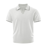 ZF8110-D复古拼色翻领OLO衫男夏季薄款休闲针织短袖T恤上衣，男装针织衫/毛衣，星座614