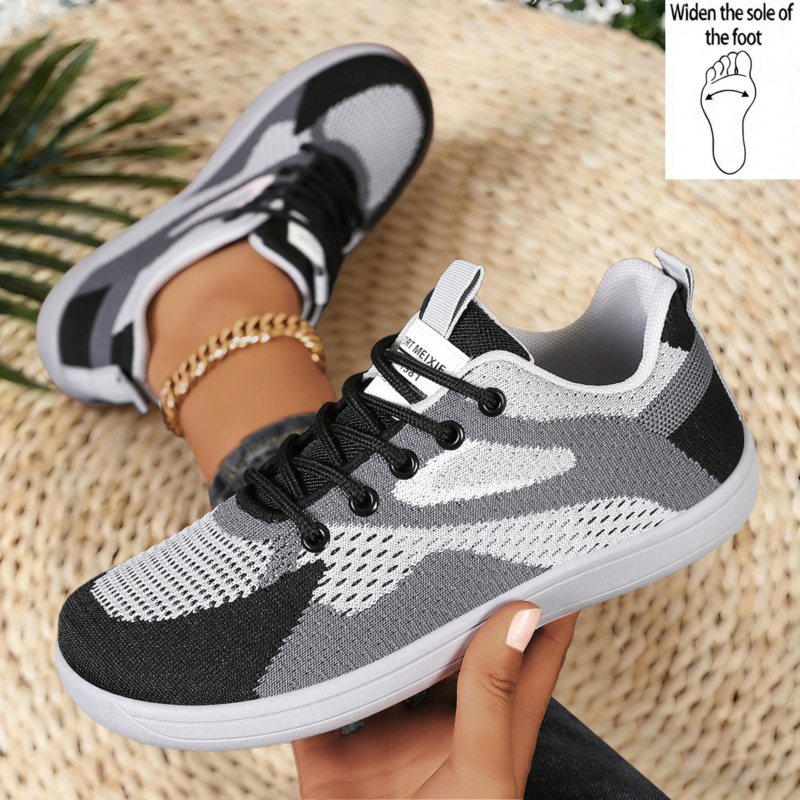 Zapatos de mujer primavera transfronteriza zapatos de mujer ligeros de tejido de vuelo zapatos casuales no apretados no cansados zapatos de cabeza ancha zapatos de caminar anchos