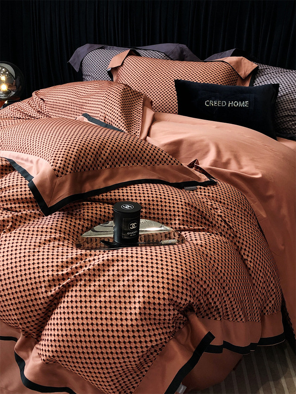 60 Tencel cotton brushed four-piece set high-grade light luxury digital printing high-end quilt cover bedding