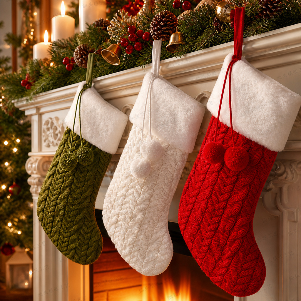 Navidad transfronteriza bola de lana calcetines de Navidad bolsas de dulces grandes bolsas de regalos de Navidad bolsas de regalos de Navidad decoración para el hogar