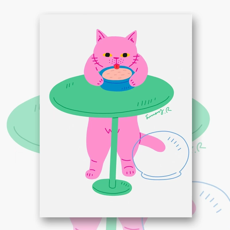 Масляная картина на холсте Meow Star Decper-up, минималистичное аниме, несколько размеров постера