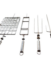 不锈钢加长三叉烤羊腿叉烧烤炉烤鸡烤兔叉商用旋转烧烤叉，带环