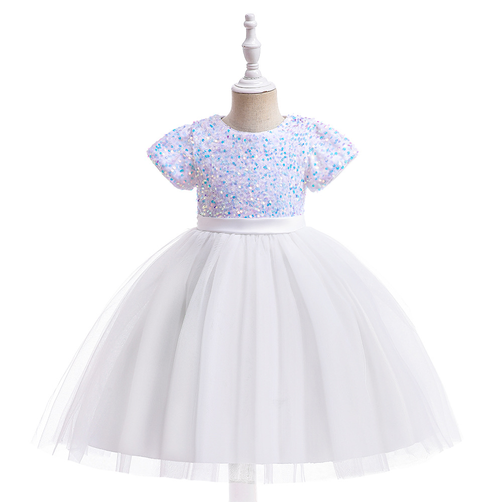 Amazon European and American New Children's Birthday Sequin Mesh Wedding Dress Tutu Dress Flower Girl Wedding Princess Dress