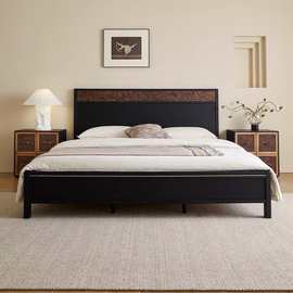 法式中古风卧室实木床卧室双人床创意设计师款民宿网红卧室1.8床