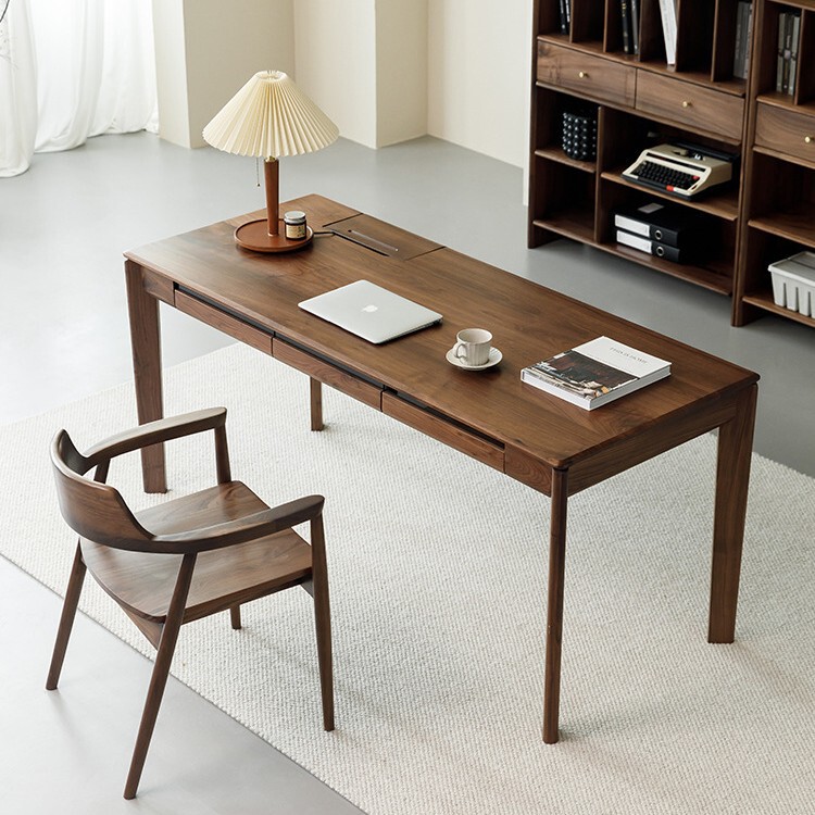 North American Black Walnut Study Computer Desk Japanese Desk Writing Desk Scandinavian Modern Simple Solid Wood Office Logs