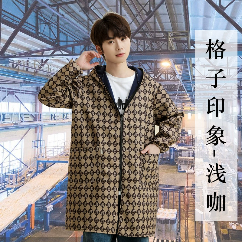 Пальто Мужская Рабочая одежда Новое удлиненное непромокаемое платье на флисовой подкладке, пальто для охраны труда, верхняя одежда для взрослых женщин, фартук с длинным рукавом