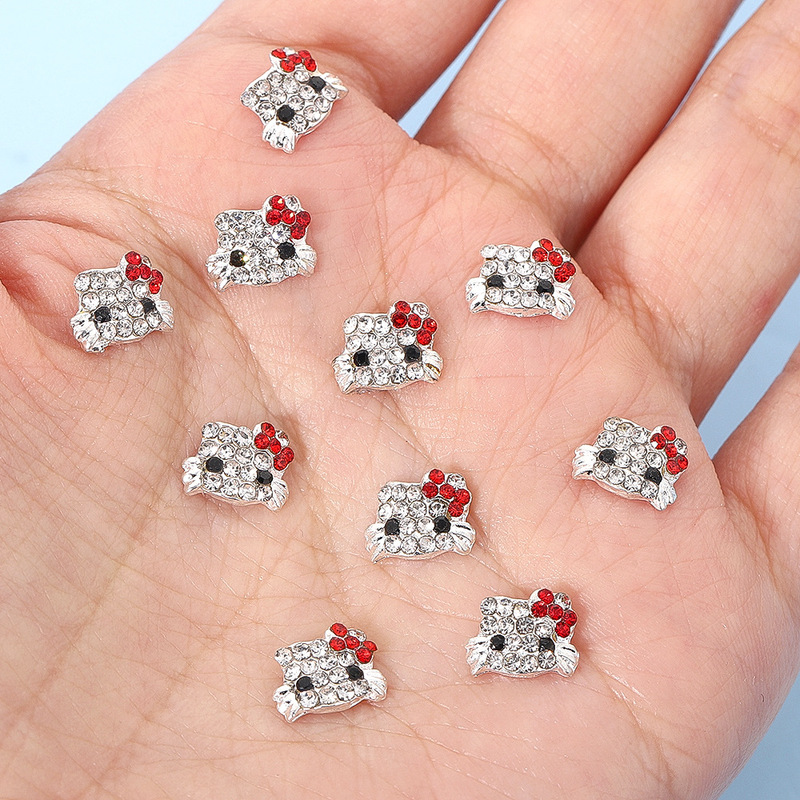 Cross-border Super Flash Full Diamond KT Cat Nail Art Patch Japanese Cute Hello Kitty Alloy Nail Film DIY Cartoon Sticker