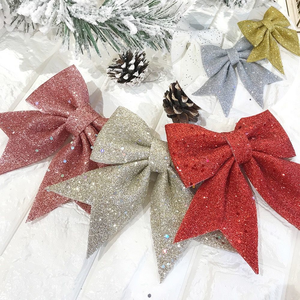 Christmas bow pearl cotton gold powder bow Christmas tree installed…