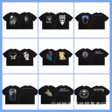 美潮Saint Michael水洗做旧复古潮牌宽松情侣Vintage短袖T恤shirt