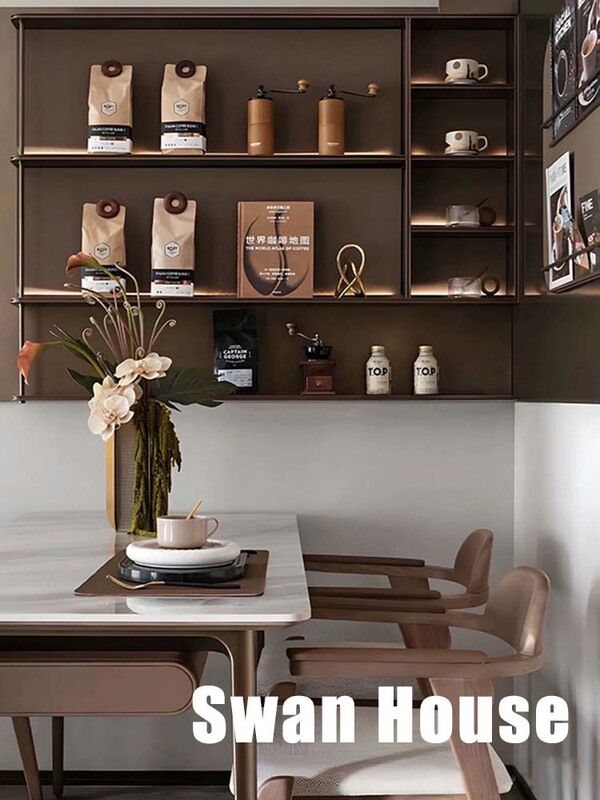 Nordic Modern Model Room Restaurant Side Cabinet Hand-Ground Coffee Theme Cabinet Coffee Bean Cup Jewelry Ornaments