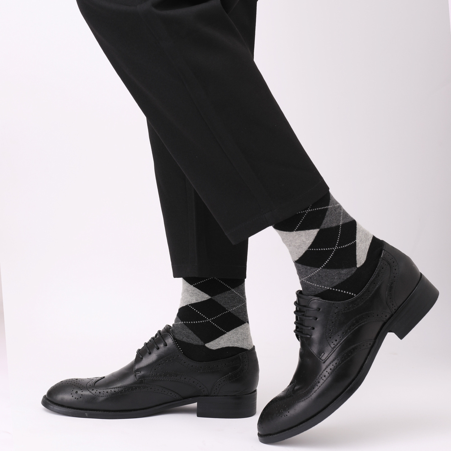 Transfronterizos Amazon calcetines de tamaño 47 hombres de negocios calcetines de caballero estriadas de diamante negro americano