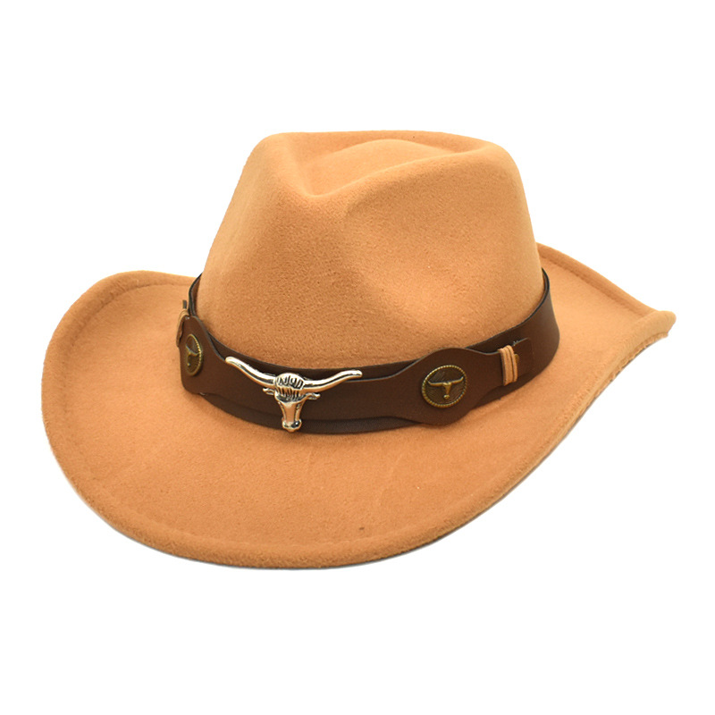 Unisexo Moda Color Sólido Aleros Curvos Sombrero De Vaquero Sombrero De Fieltro display picture 3