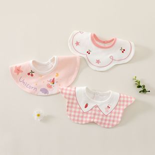 Children's cartoon waterproof eating bib for new born for food, with pocket, combed cotton