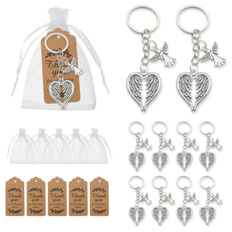 Cross-Border Bestseller Amazon Shein Temu Hot-Selling Keychain Guardian Angel Wings Pendant Keychain Gift
