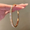 Golden bracelet, pink gold, simple and elegant design, diamond encrusted