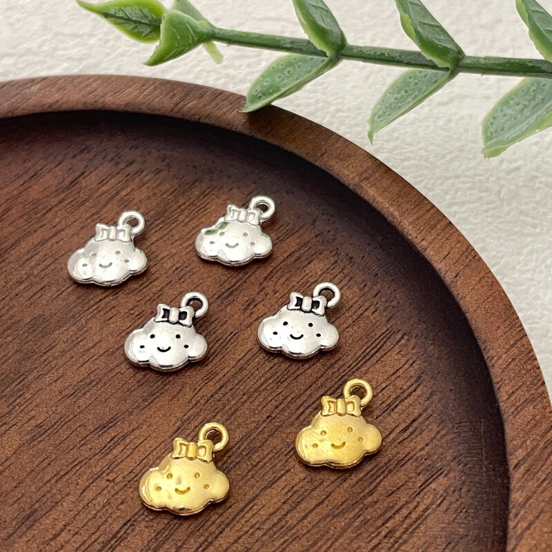 Alloy Versatile Cartoon Double-Sided Cloud Smiley Face Small Pendant DIY Bracelet Necklace Braided Rope Beaded Small Pendant Accessory