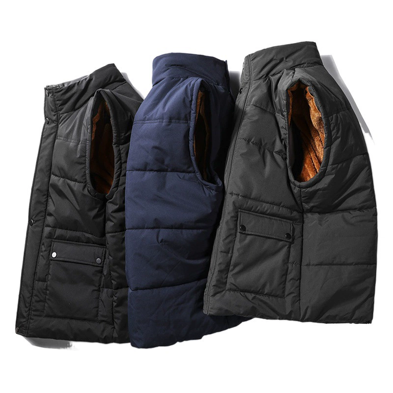 Новый бархатный жилет мужской среднего и пожилого возраста воротник-стойка Рабочий жилет для отдыха Спорт на открытом воздухе теплое пальто Заводской магазин