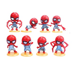 Plastic Q version Spider-Man 8-piece set Hero Cake Baking Decorations Ornaments Micro Landscape Ornaments Toys