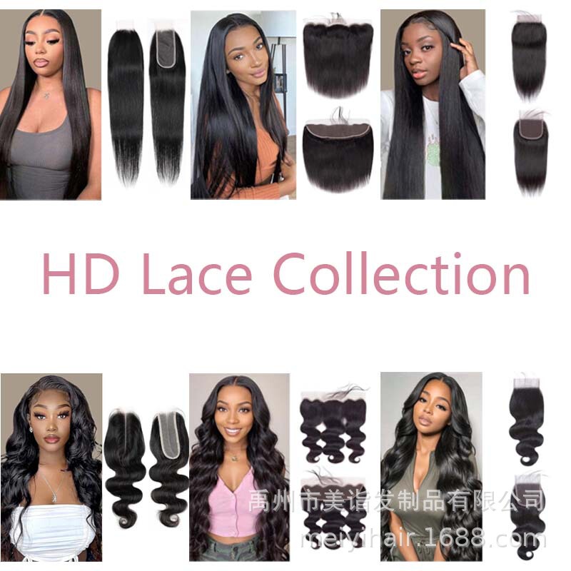 Hd Swiss Mesh Lace Accessories Hair Block Natural Color Hd Lace Closure Frontal Human Hair Wig