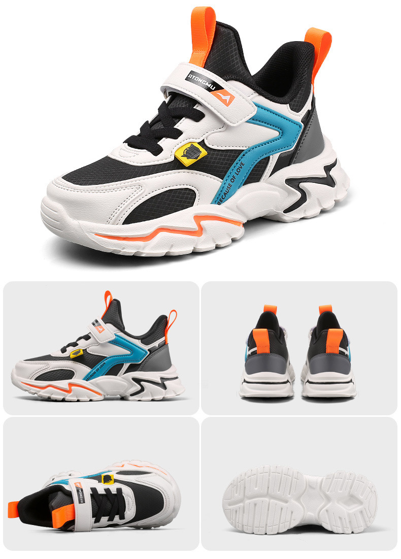 Boys Sports Shoes Mesh Leather Patchwork For Senior Students_voghion.com
