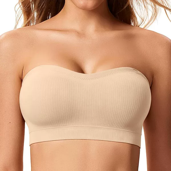 Letsjoli In-Stock Gathered Strapless Bra for Women, Supportive Tube Top, Non-Slip, Wireless, Cross-Border Style for Young Girls