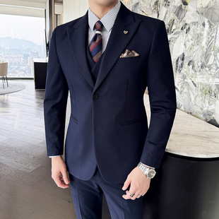 Foreign trade wholesale men's suit suit business three-piece wedding groomsman dress gun barge collar suit white suit