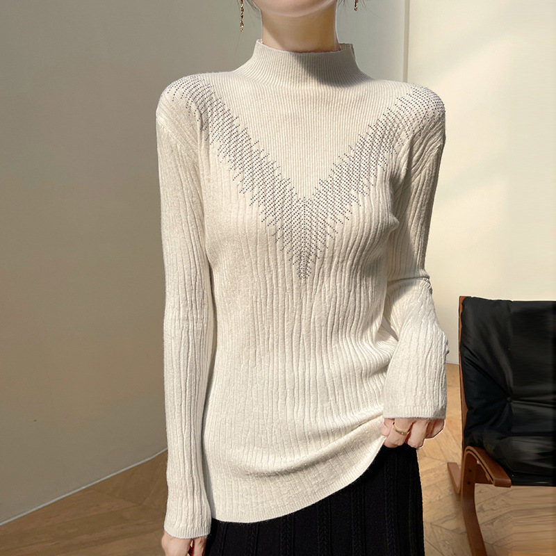 Spring velvet solid color knitted sweater