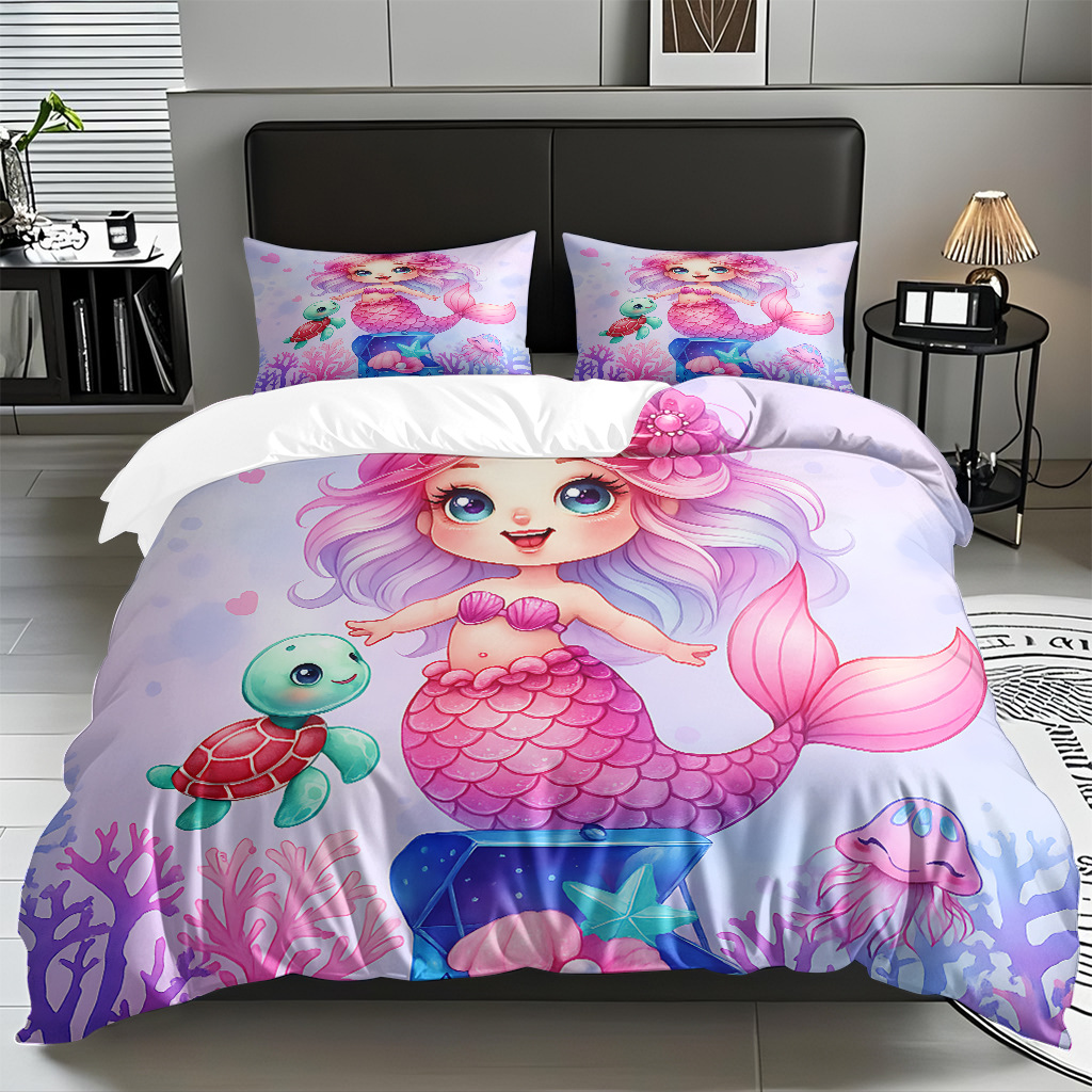 TEMU / JIT transfronterizo dibujos animados sirena digital impresión quilt kit fuente fábrica directa